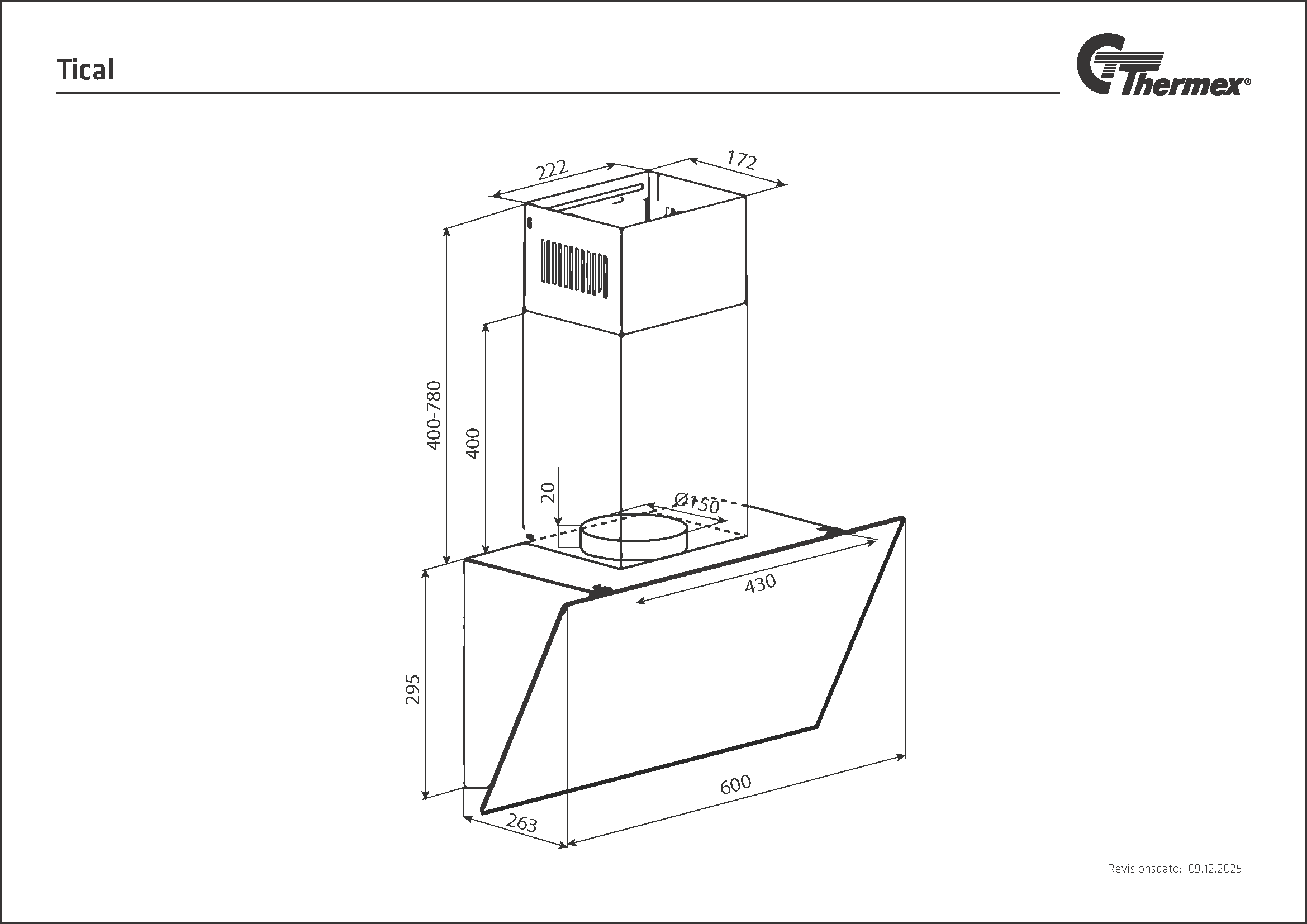 Tical 60 cm, vertical vægmodel, sort